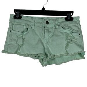 Sneak Peek Denim Green Booty Shorts Size Small EUC #VEG-0241